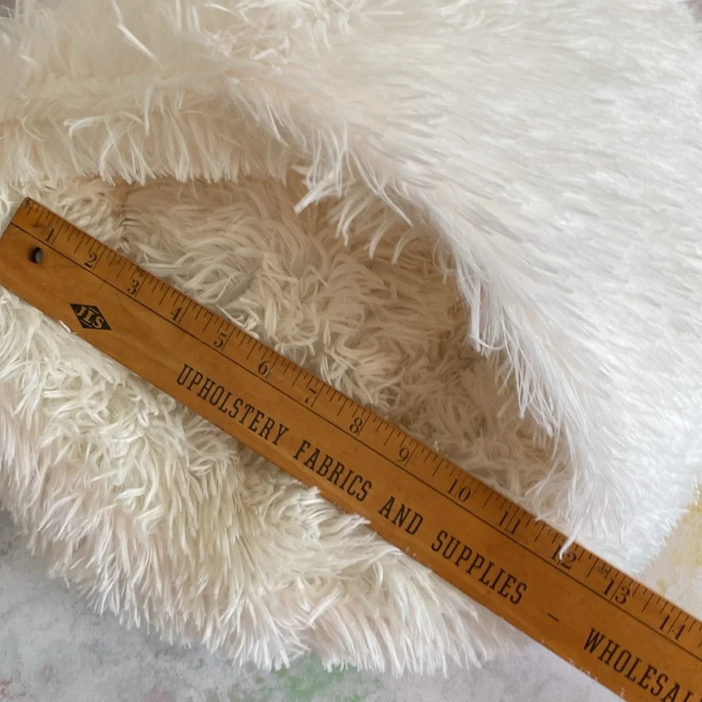 Small Hooded Pet Bed Cozy shaggy Cream Fluffy for small or dog cat off New